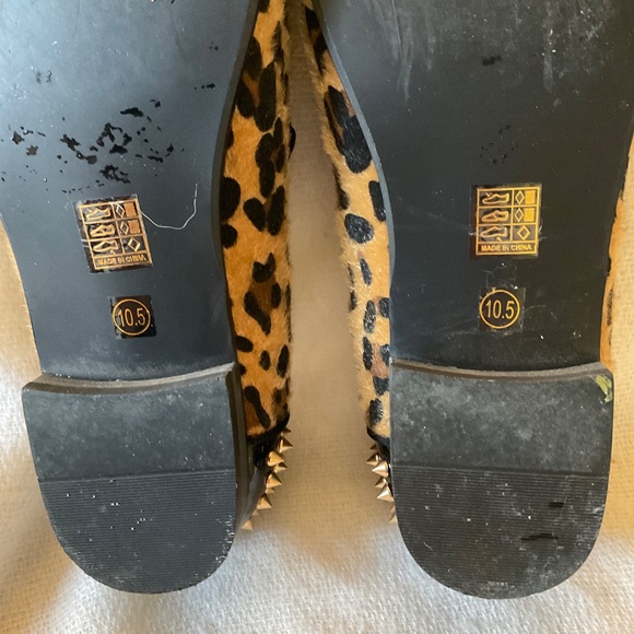 XQWFH Men's Leopard Print Slip On Dress Shoes Loafers Spiked Size 10.5 Unique! - Picture 7 of 14